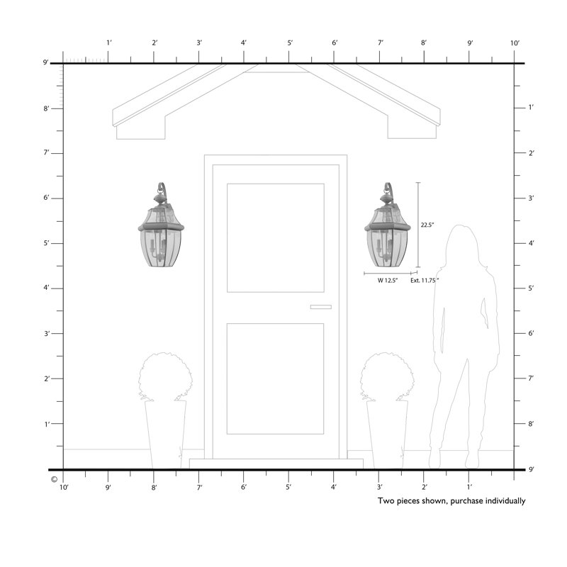 Alexavier Solid Brass Wall Light, 22.5" H x 12.5" W x 12.5" D, Brass