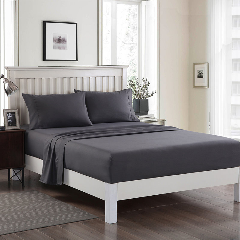 Microfiber Solid Colour Sheet Set, Dark Grey, Twin