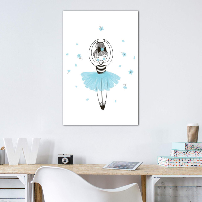 Petite ballerine - impression d'art graphique, H 40 po x l 26 po x P 1,5 po, Toile tendue, Pas de tapis
