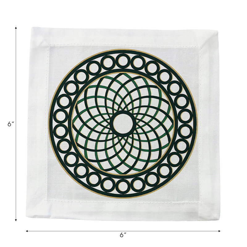 Timothy Corrigan Treillage Cotton Sateen Cocktail Napkins, Green