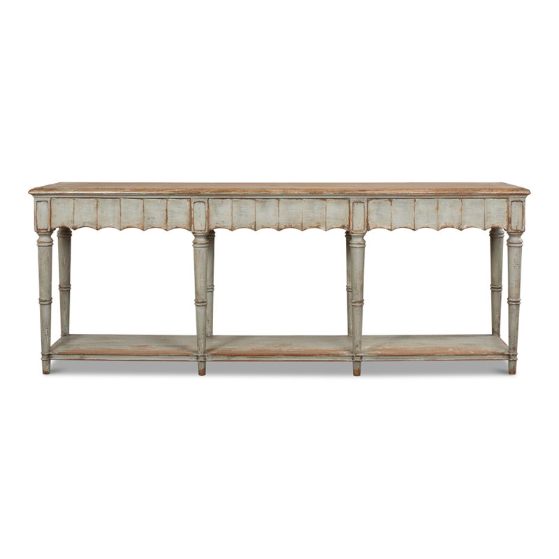 Chantal 93'' W Solid Wood Console Table, Natural Pine/Sage