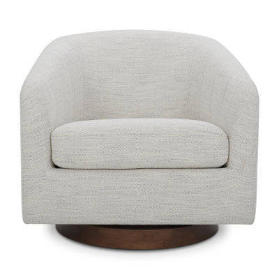 Bennett Upholstered Swivel Barrel Chair With Ottoman