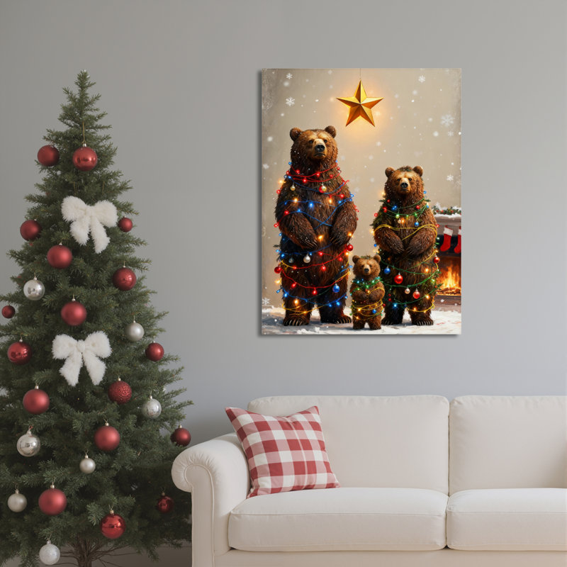 Art mural sur toile, famille d'ours, H 36 po x l 24 po