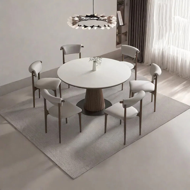 Table de salle à manger Yoany Nordic, Blanc, H 29,52 po x L 47,24 po x l 47,24 po