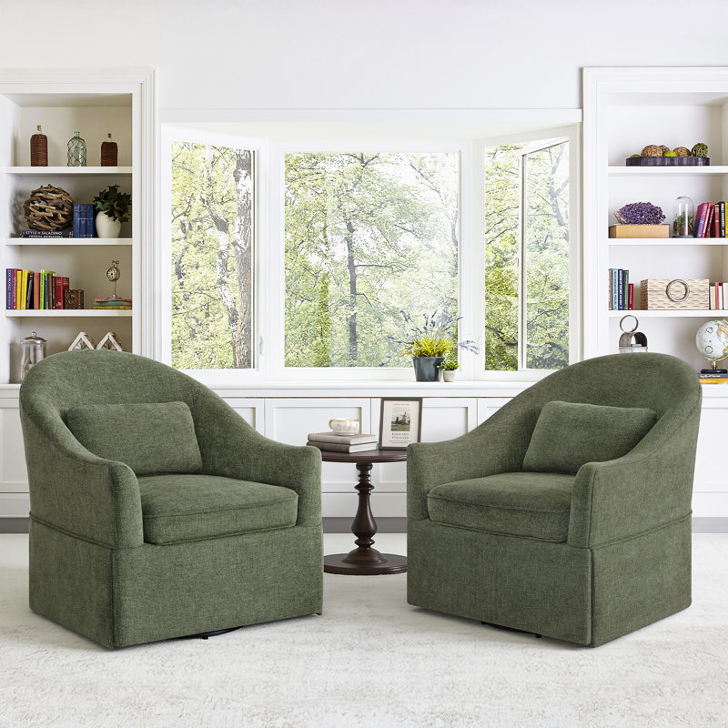 Fauteuil demi-tonneau pivotant Martha (ensemble de 2), Moss Green