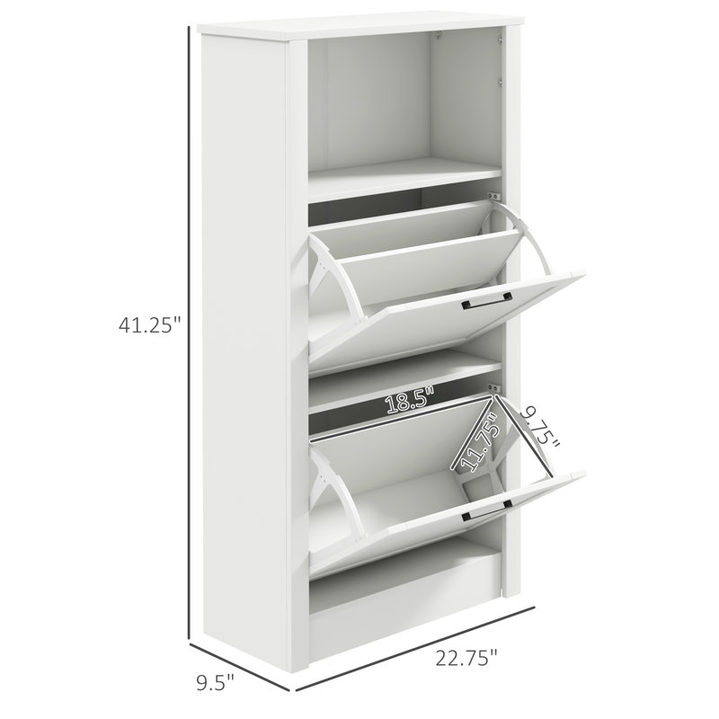 Armoire à chaussures avec compartiment ouvert et 2 tiroirs rabattables