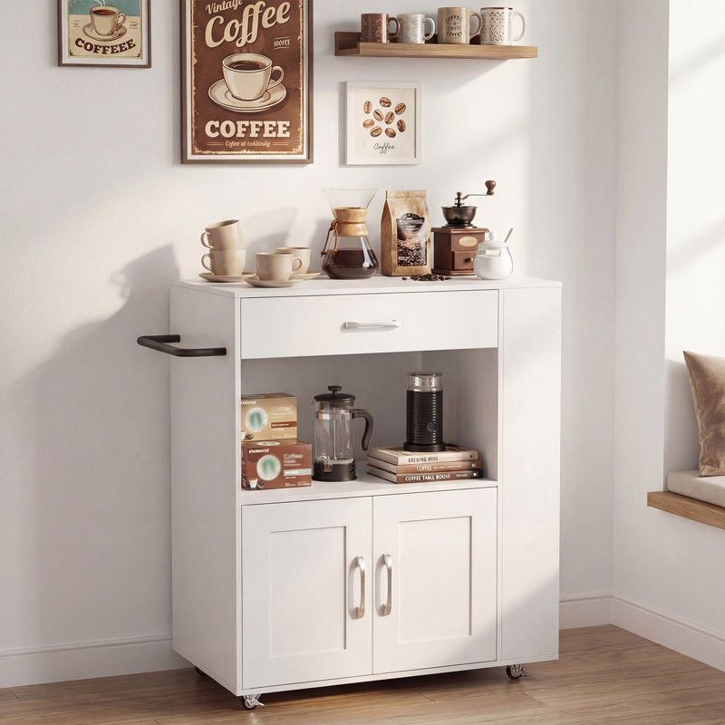 Wood Kitchen Cart, White