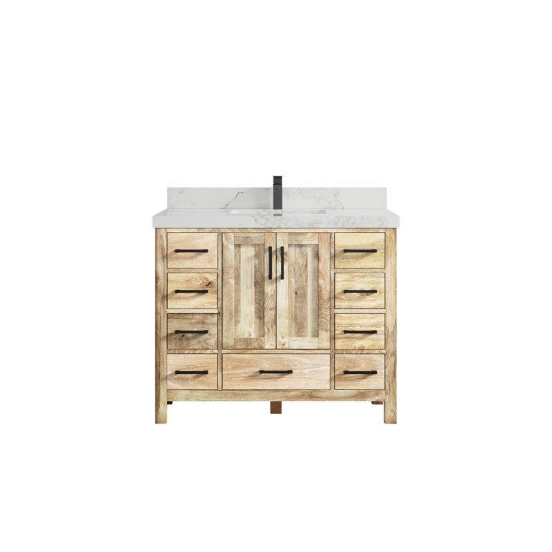 Ensemble de meuble-lavabo simple 42 po Malibu, Calacatta Nuvo, Blanc délavé
