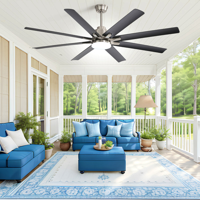 66 Inch Modern Ceiling Fan With Lights And Smart Remote Control 6 Speed Reversible Noiseless DC Motor For Indoor, Black