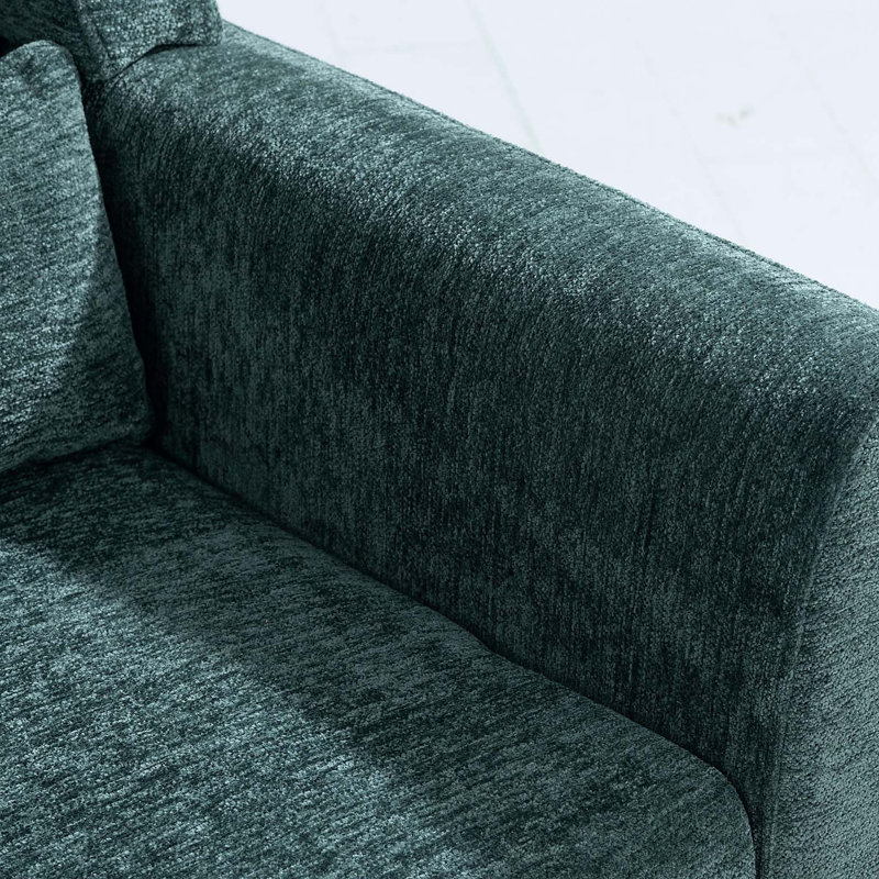 Kawonna Modern Accent Chair,Chenille Arm Chairs for Living Room,Upholstered Mordern Armchair,Comfy Soft Padded Lounge Chair in Small Space, Bedroom, w/Pillow, Solid Wood Leg