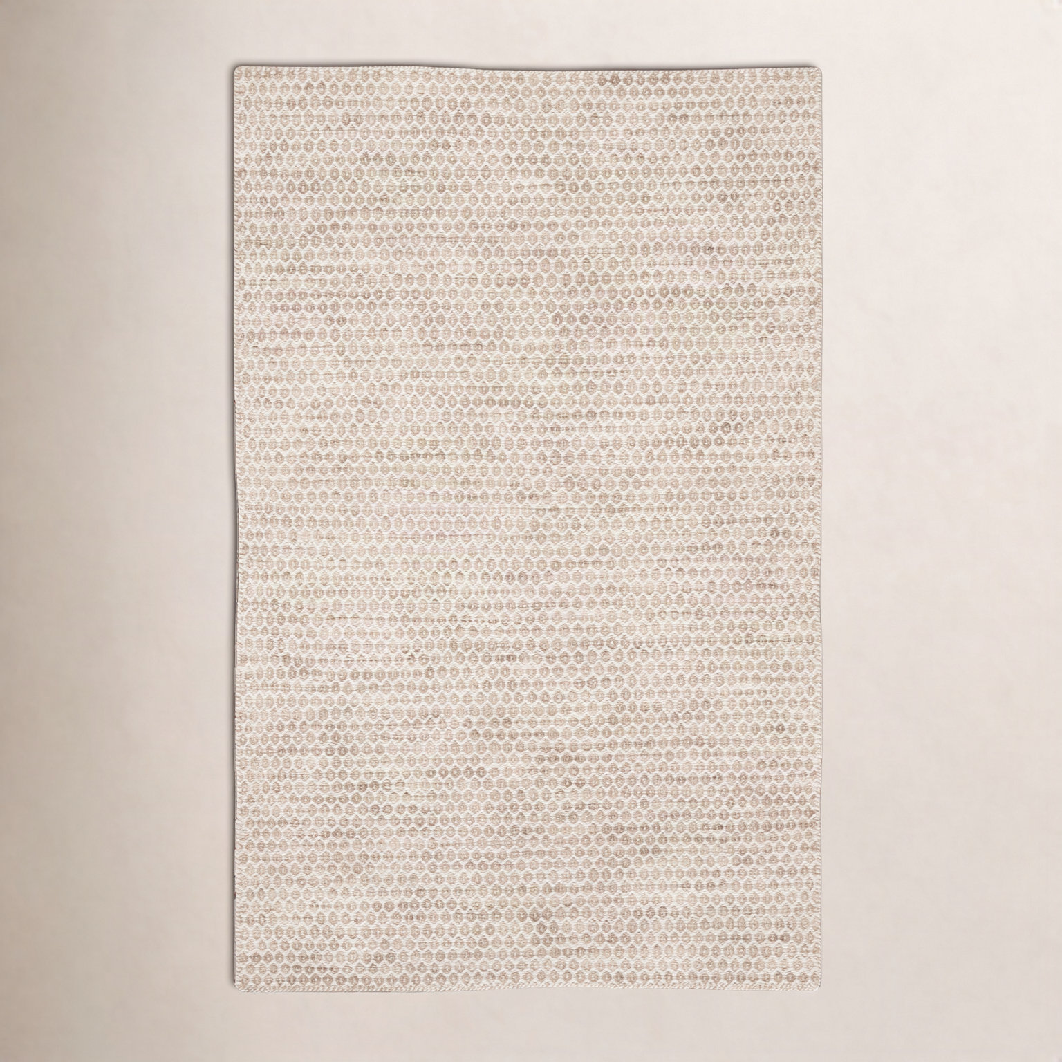 Midford Beige Hand-Woven Geometric Wool Rug, Rectangle 4' x 6'
