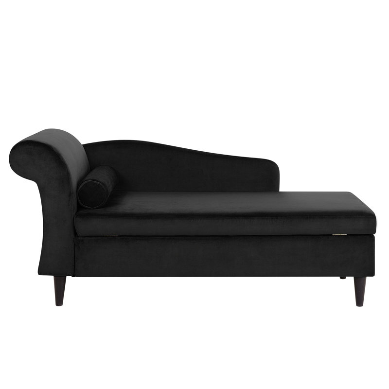 Pulliam Velvet Chaise Lounge, Black