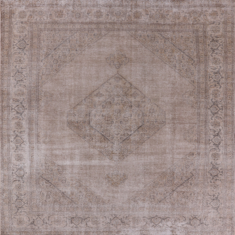 Tapis oriental gris Riffle, Carré 8 pi
