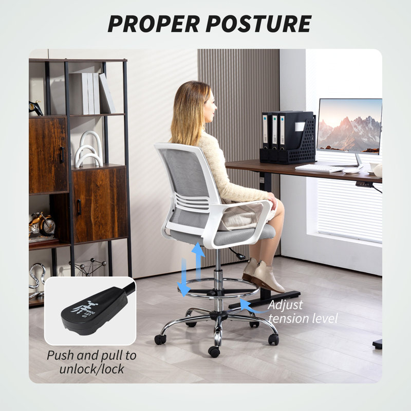 Mesh Drafting Chair, Grey