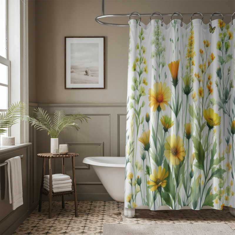 Rideau de douche standard 1 pièce Meadow Blooms, H 74 po x l 40 po