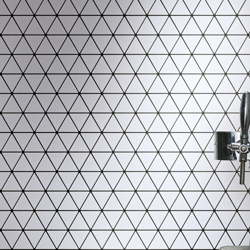 Porcetile 9.69 in. x 11.46 in. Geometric Matte Porcelain Mosaic Wall and Floor Tile, White