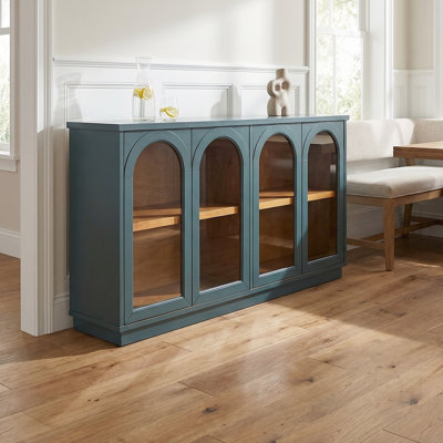 Buffet élégant 4 portes - Tablettes réglables et armoire de rangement minimaliste pour l'organisation de la cuisine