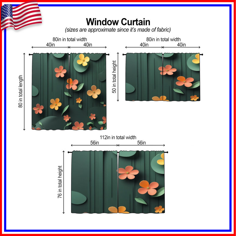 Rideaux de fenêtre en papier fleurs coupées transparentes et obscurcissant - 2 panneaux, 20 po x 50 po - 2 panneaux