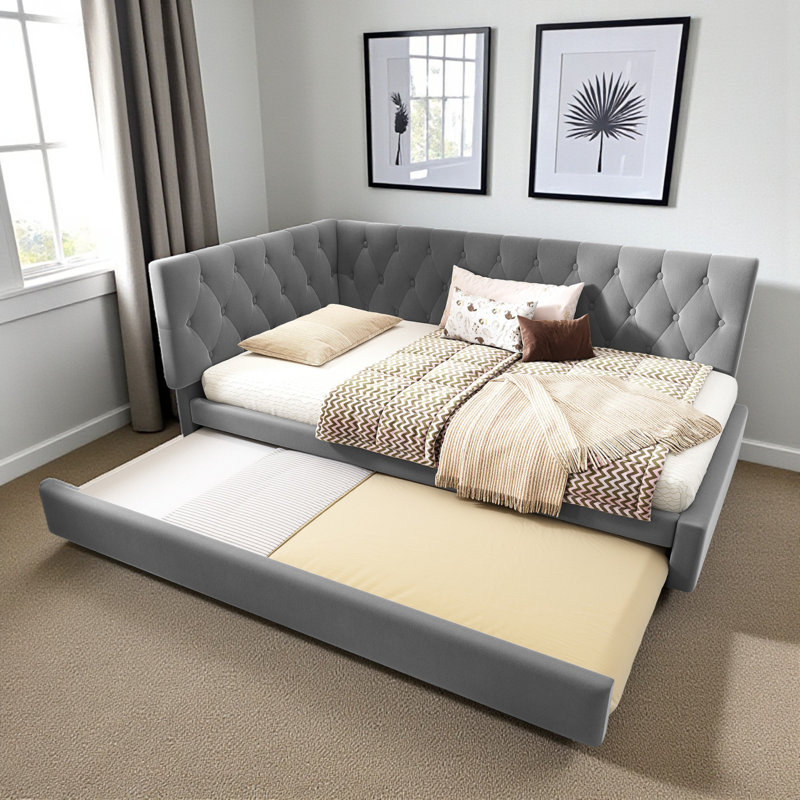 Upholstered Velvet Daybed, Grey