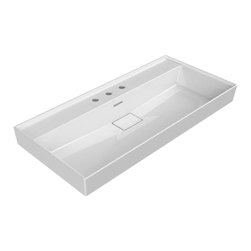 CeraStyle By Nameeks 18.7'' Ceramic Rectangular Bathroom Sink with Overflow, Widespread Faucet