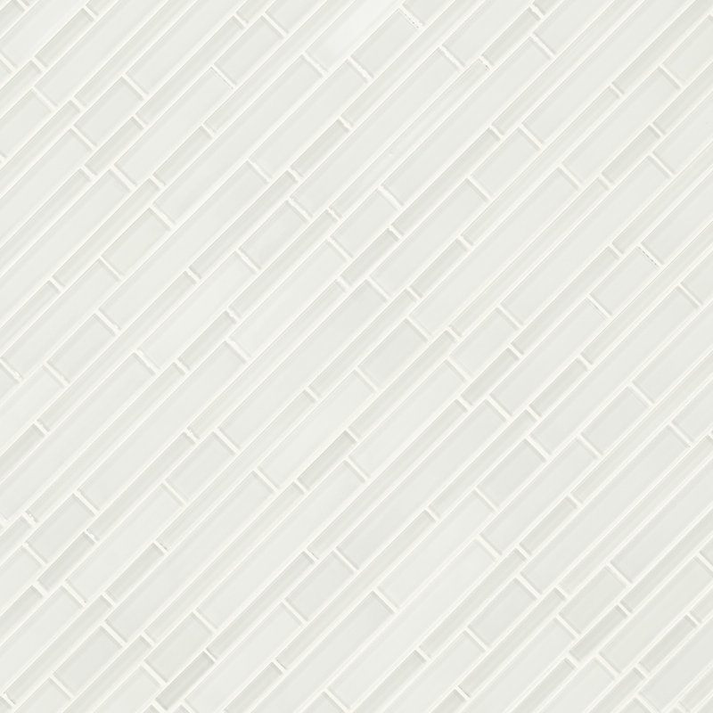 Carreau de mosaïque murale en verre poli imbriqué 12 po x 12 po, Halo Edge