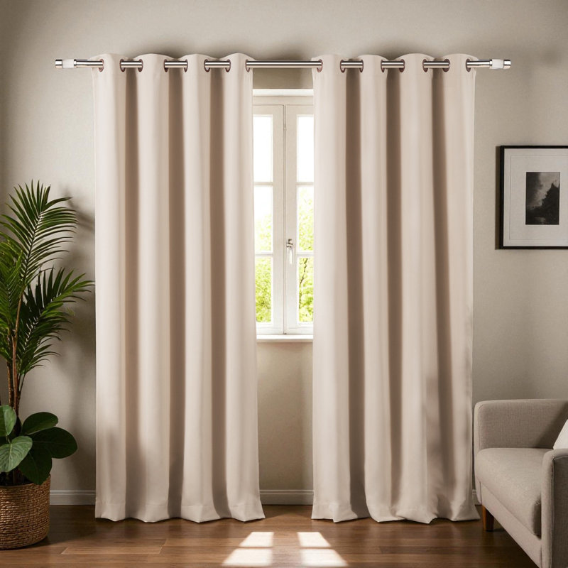Tringle à rideaux simple réglable 1 po Audrinna, Argent, H 1,5 po x l 84 po x P 1,5 po