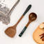Ensemble 6 pièces d'ustensiles de cuisine antiadhésifs en silicone à long manche - Spatule, cuillère et Turner en vert olive