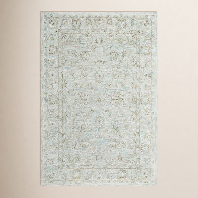 Cait Handmade Aqua/Light Gray/Olive Rug