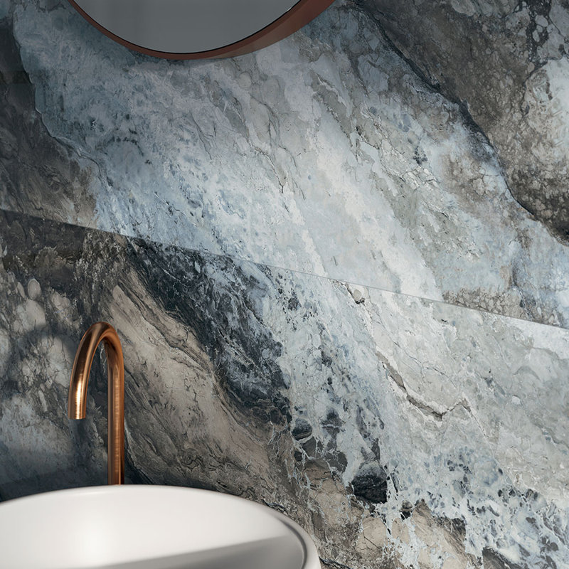 Crystara 24X48 Polished Onyx Look Porcelain Tile, Blue