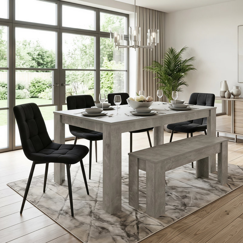 Pinkley 6 - Person Dining Set, Black, 75cm H x 117cm W x 77cm D