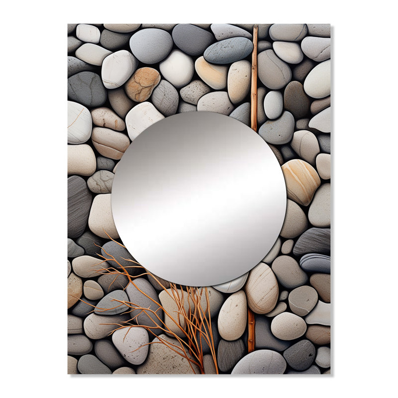 Zaleth Beach Photo Harmonious Balance II - miroir mural de plage unique, miroir gris, impression d'art en métal