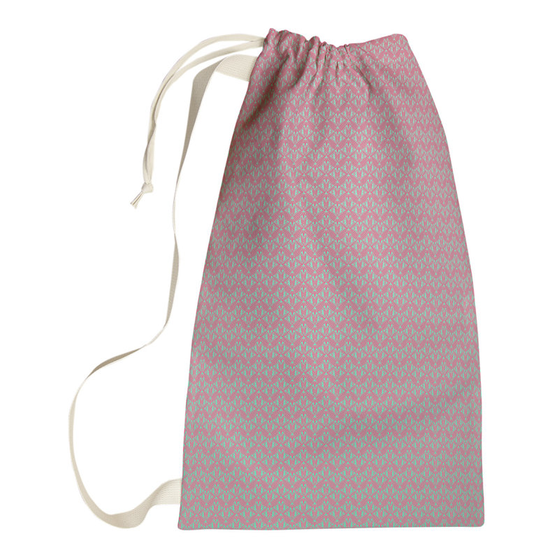 Leffel Fabric Laundry Bag with Handles, Large (76.5" H x 29.5" W x 1.5" D), Pink/Green