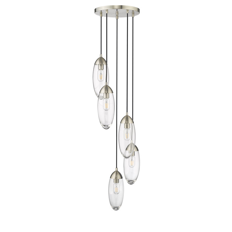 Lustre géométrique à 5 lumières Demorest, Nickel brossé, 5 Lights