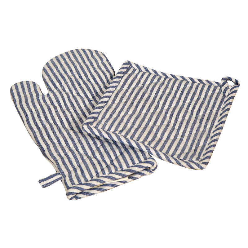 Ensemble de poignet et gant de cuisinier, Bleu/blanc
