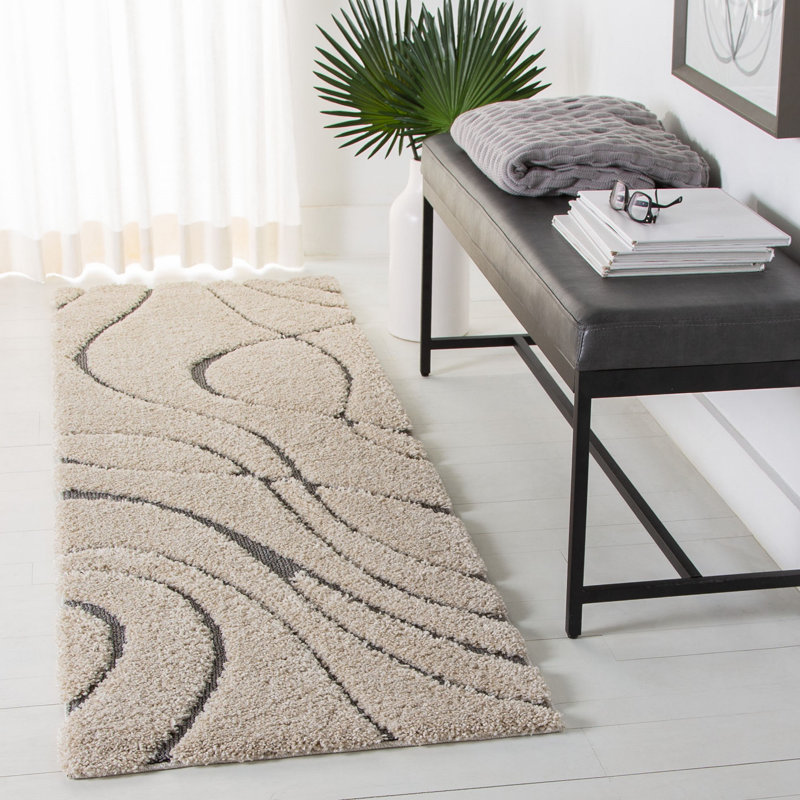 Ashal Abstract Cream/Gray Area Rug, Runner 2'3" x 9'