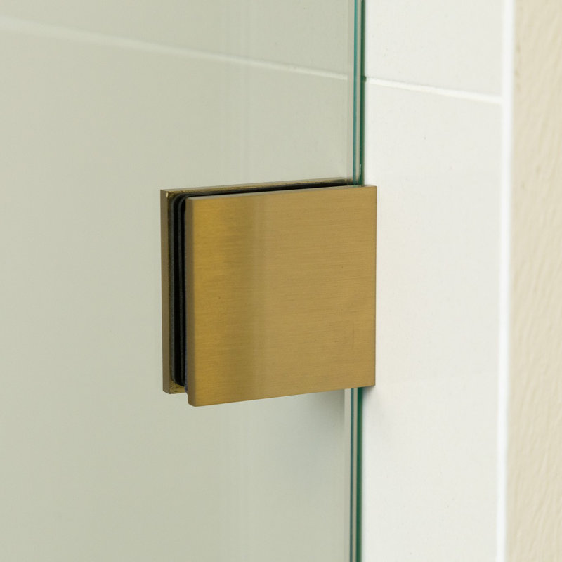 39"W x 76"H Fixed Frameless Shower Screen with 3/8" Clear Glass, Brushed Gold, 39"W x 76"H