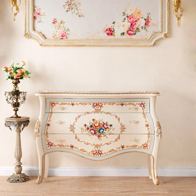 French Cream Style Solid Wood Entryway Cabinet