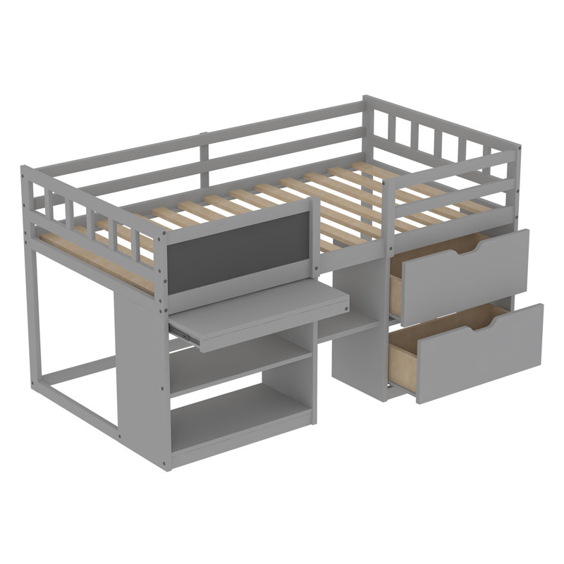 Henadz Kids Twin Loft Bed, Gray