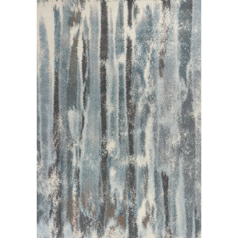 Tapis bleu sarcelle et gris, Rectangle 3 pi 3 po x 4 pi 11 po