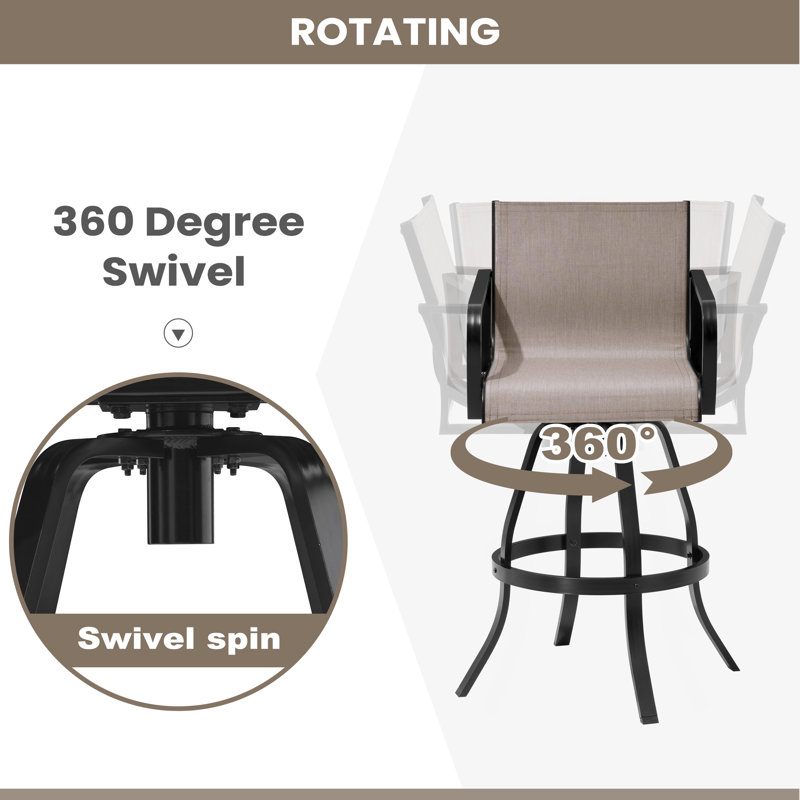 Tabouret de bar pivotant en aluminium 30 po Sunbrella, Cendre Augustine