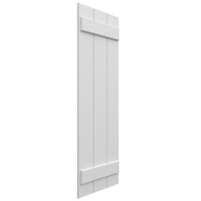 10 3/4"W x 76"H EnduraCore Composite Two Board Joined Board-n-Batten Shutters, White (Per Pair - Hardware Not Included)
