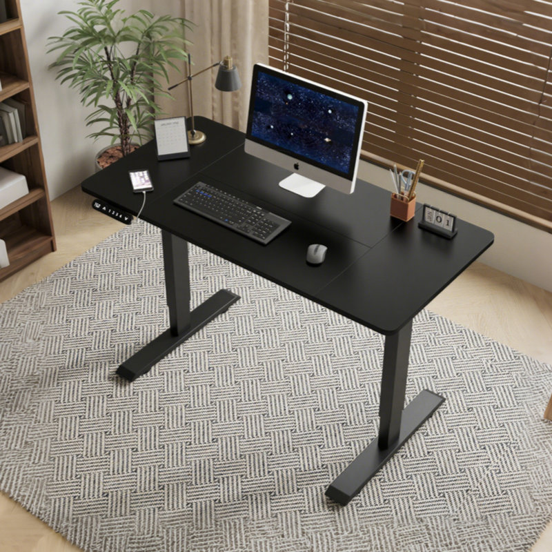 Bureau électrique à hauteur réglable pour la maison et le bureau, H 27 po x l 55 po x P 24 po, Noir / Noir