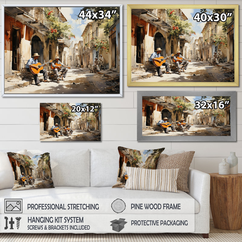 Cuba Rhythms Street II - Cuba, art mural paysage, H 30 po x l 40 po x P 1,5 po, Cadre simple noir
