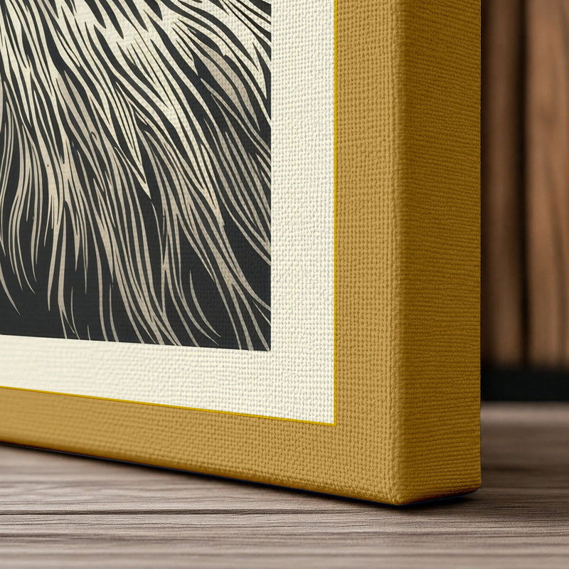 Sloth Among Leaves Boho - Wrapped Canvas, 24x16 - 61.0 x 40.6 cm, Ochre Border
