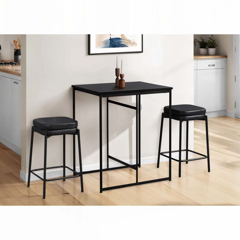 Barstool, Counter Height, Set Of 2,, Black