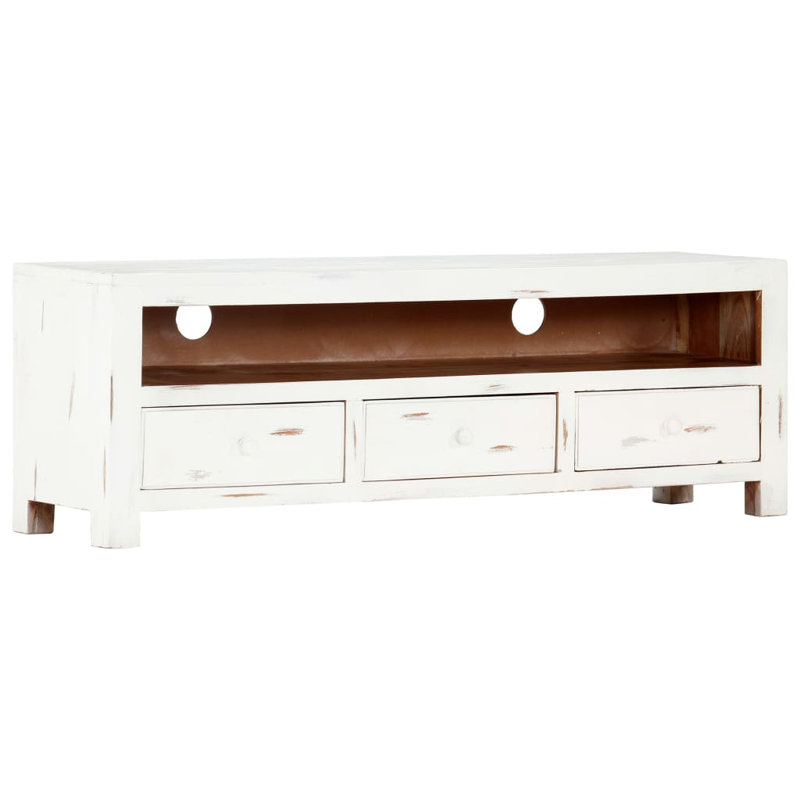 Meuble télé en bois d'acacia blanc massif 47,2 po x 11,8 po x 15,7 po