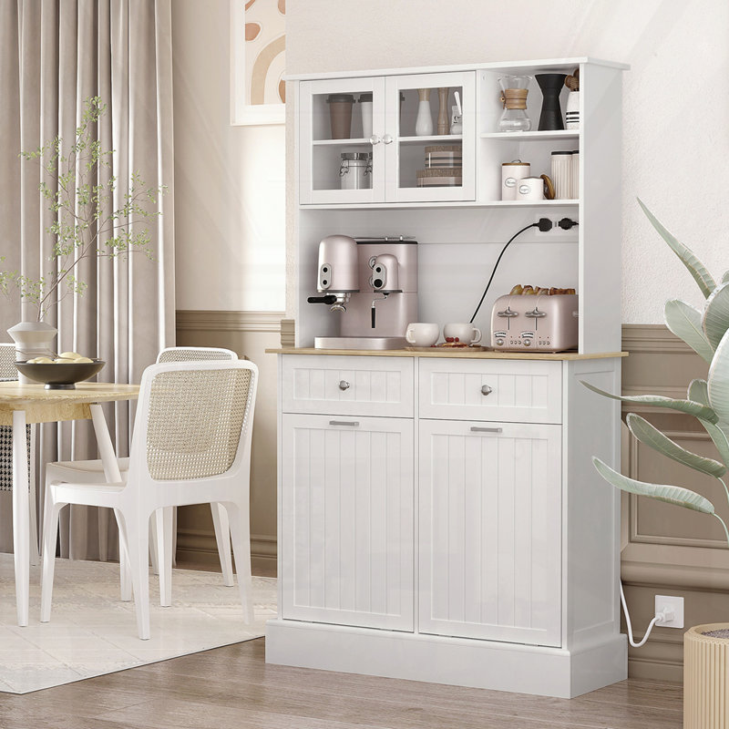 Armoire de rangement 68 po H avec garde-manger, Blanc