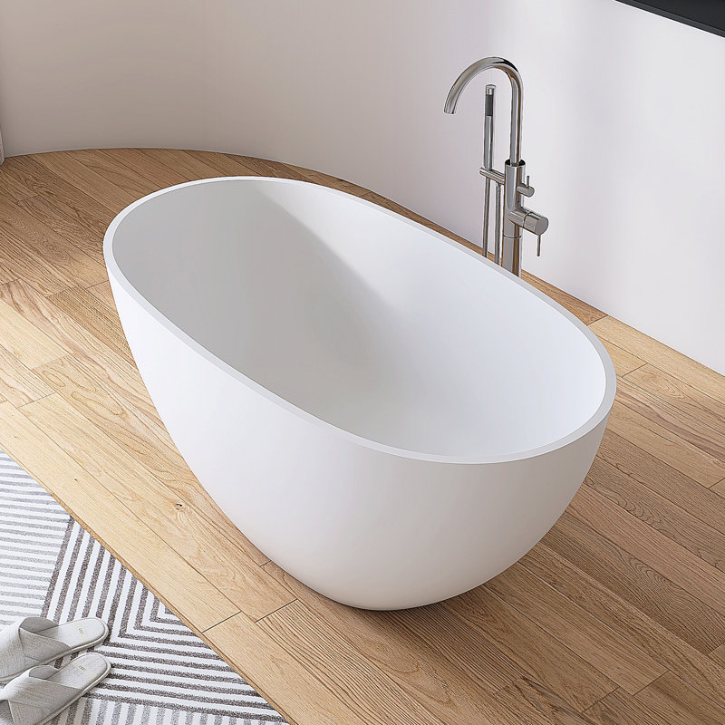 51" x 27" Freestanding Tub Solid Surface Stone Resin Soaking Bathtub
