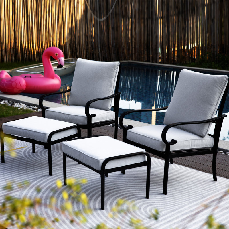 4 chaises d'extérieur avec repose-pieds 4 pièces