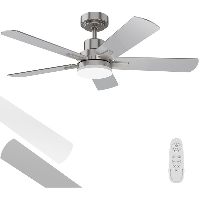 52 Inch Solid Wood Ceiling Fan With Lights And Remote, L...